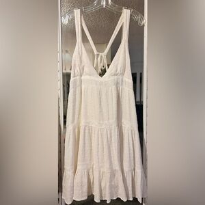 Mi Ami Gauzy Ponte Dotted Dual Layered Adjustable Tie Strapped Sundress